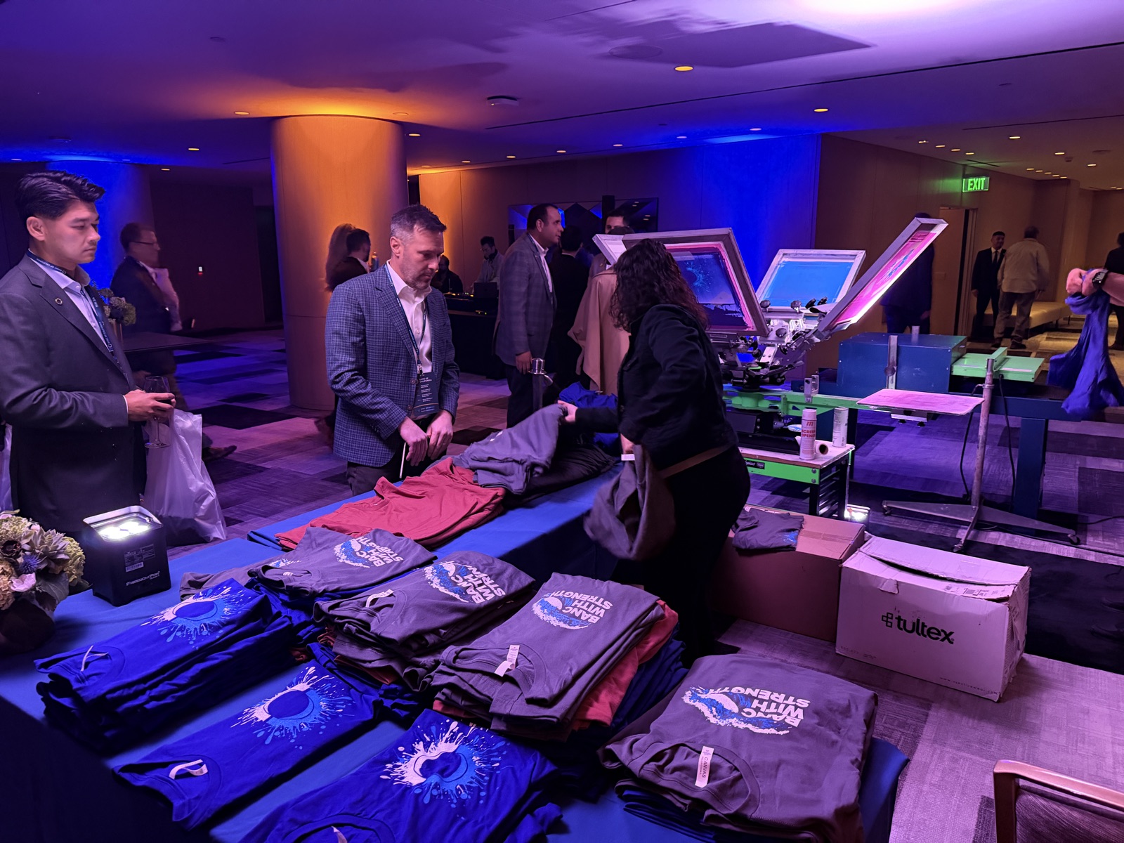 Live production line running at full speed for Event Screen Printing Services